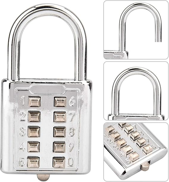 Digit Lock 10 Digit Push Button Padlock For Doors Locker Number Code Lock