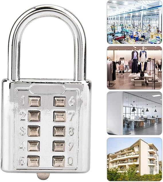Digit Lock 10 Digit Push Button Padlock For Doors Locker Number Code Lock