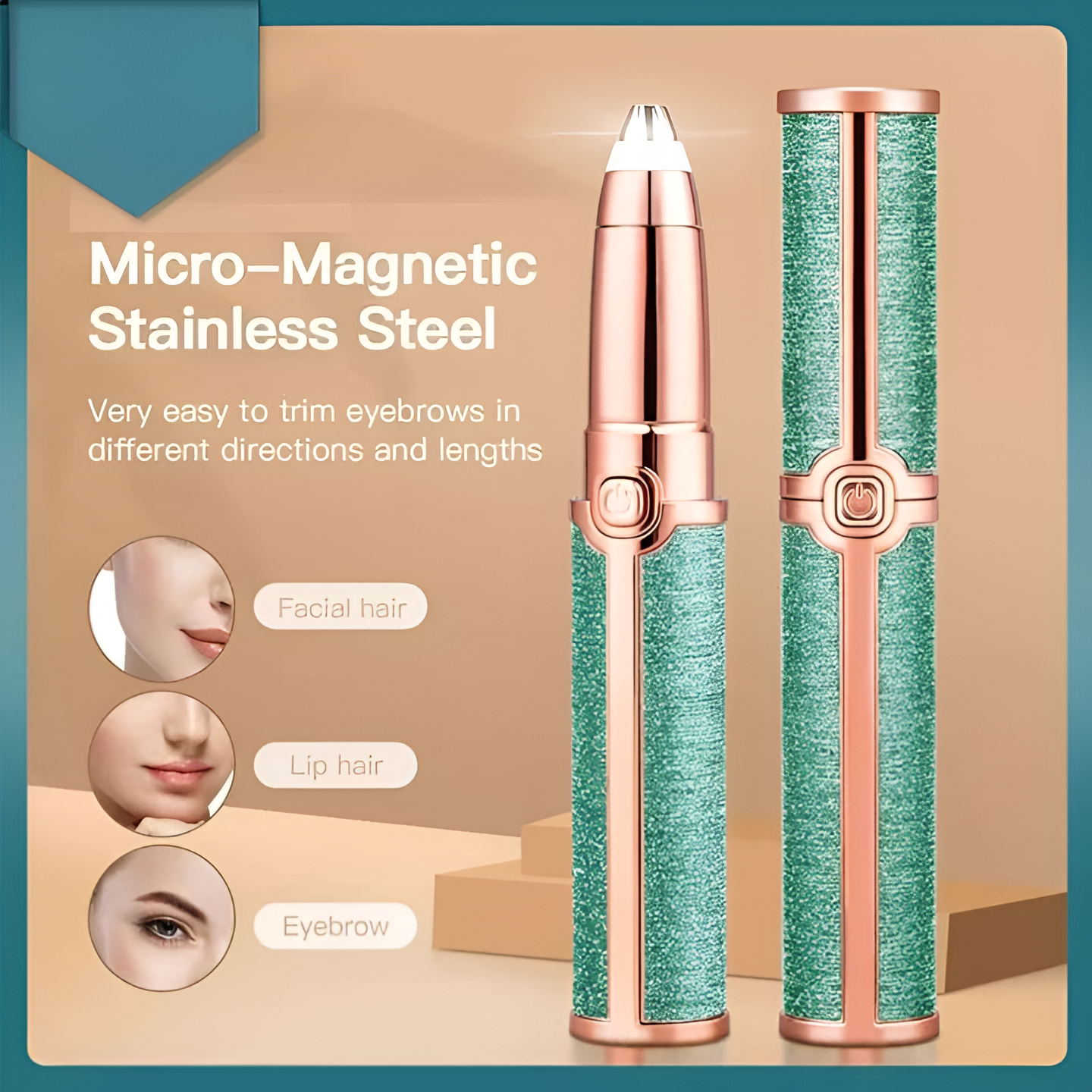 2 In 1 Flawless Facial Hair Remover  Shaver  For Eyebrow Upper Lip Chin Armpit